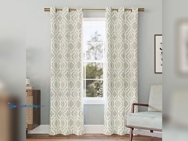 Lot 49-1569428 - Lot of (2) Sun Zero Eldon Trellis Print Taupe Polyester 40 in. W x 95 in. L Grommet Blackout Curtain...