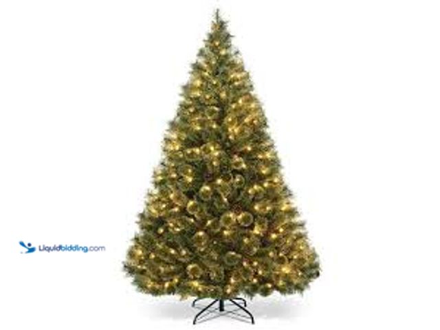 Lot 49-5462044 - Costway 6 ft. Pre-Lit PVC Artificial Carolina Pine Tree Flocked Cones Hinged with LED Lights.Model #...
