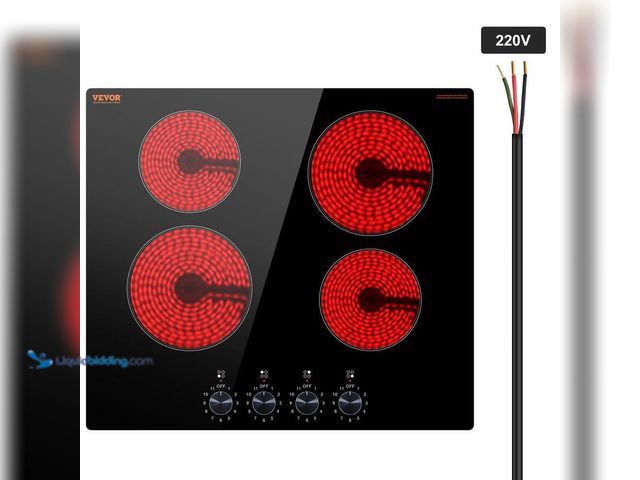 Lot 49-5543410 - VEVOR
Black Elements Electric Cooktop 24 in. 4-Burners Built-in Electric Stove Top 6000-Watt Cerami...