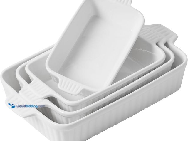 Lot 49-3531172 - Casserole Dishes for Oven, Ceramic Baking Dishes, Porcelain Bakeware Set of 4, Rectangular Baking Pa...