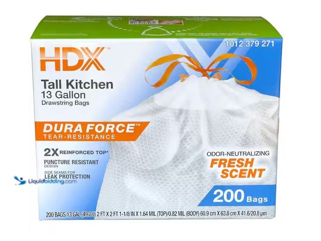 Lot 49-1548072 - Lot of 2 HDX 13 Gallon Reinforced Top Drawstring Fresh Scented Tall Kitchen Trash Bags with 20% PCR ...
