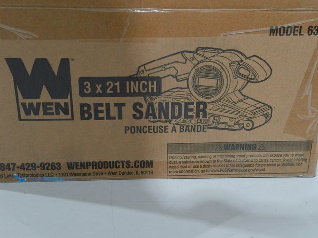Lot 49-2006025 - WEN 7-Amp 3 in. x 21 in. Corded Belt Sander with Dust Bag, Model # 6321, Slightly used, Has attachme...