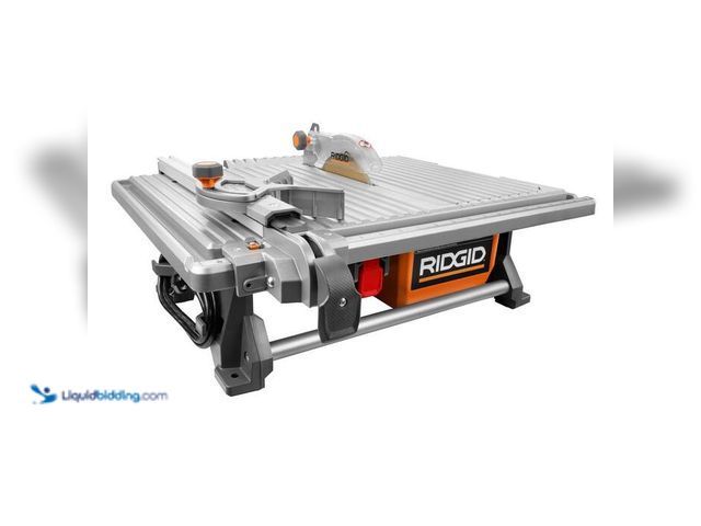 Lot 49-2024352 - RIDGID 6.5-Amp 7 in. Blade Corded Table Top Wet Tile Saw. Model # R4021. MSRP $179. Slightly used, h...