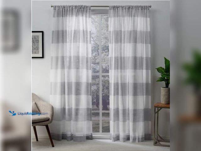 Lot 49-1558980 - EXCLUSIVE HOME Darma Sheer Linen Rod Pocket Curtain Panel Pair, 50"x108", Dove Grey, Model # B071F45...