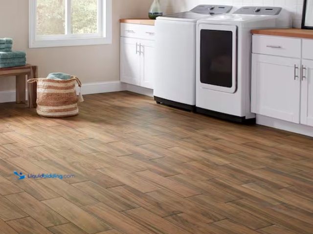 Lot 49-1547877 - Approx 378 Sq Ft, Daltile Baker Wood 6 in. x 24 in. Walnut Glazed Porcelain Floor and Wall Tile (14....