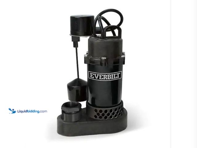 Lot 49-3432698 - Everbilt 1/2 HP Aluminum Submersible Sump Pump Vertical Switch, Model # HDSP50V, Slightly used, Powe...