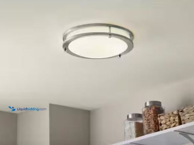 Lot 49-1549370 - (2 lights) Hampton Bay Flaxmere 12 in. Modern Brushed Nickel Selectable 3 CCT Integrated LED Flush M...