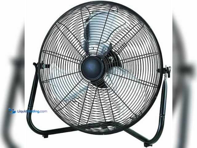 Lot 49-5542828 - Mainstays 20" 3-Speed High Velocity Tiltable Black Steel Floor Fan Unused