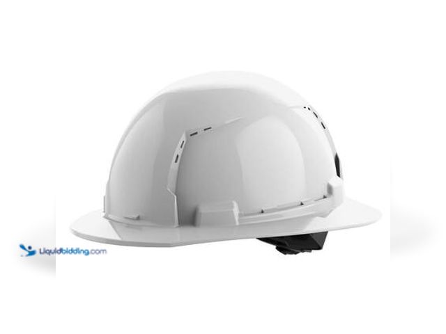 Lot 49-5549656 - Milwaukee BOLT White Type 1 Class C Full Brim Vented Hard Hat with 4 Point Ratcheting Suspension. Mo...