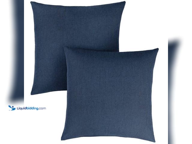 Lot 49-2023207 - SORRA HOME Sunbrella Spectrum Indigo Outdoor Knife Edge Throw Pillows (2-Pack). Model # HD506601SP. ...