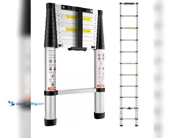 Lot 49-3432643 - VEVOR Telescoping Ladder Extension Step 3.7 Wide Multi-purpose Portable 10.5 ft. Aluminum Dock Ladde...