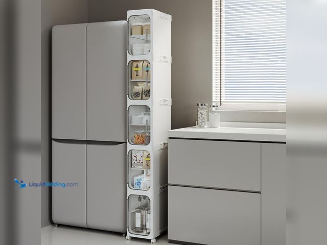 Lot 49-5435394 - 5-Tier Tall Narrow Storage Cabinet, Slim Bathroom Storage Cabinet with Adjustable Shelves and Wheels...