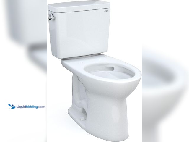 Lot 49-1548753 - TOTO Drake Two-Piece Elongated 1.6 GPF Universal Height TORNADO FLUSH Toilet with CEFIONTECT, Cotton...