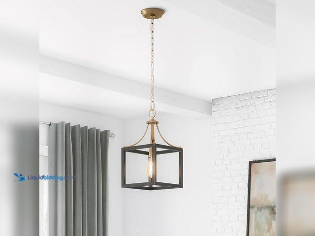 Lot 49-2000146 - Home Decorators Collection Boswell Quarter 9-1/4 in. 1-Light Vintage Brass Coastal Mini-Pendant with...