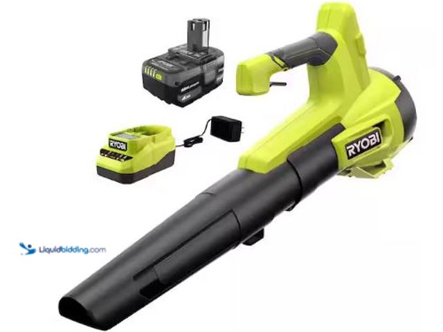 Lot 49-1569175 - RYOBI ONE+ 18V 100 MPH 350 CFM Cordless Battery Variable Speed Jet Fan Leaf Blower with 4.0 Ah Batte...