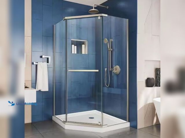 Lot 49-5574134 - DreamLine
Prism 36-1/8 in. x 36-1/8 in. x 72 in. Semi-Frameless Neo-Angle Pivot Shower Enclosure in...
