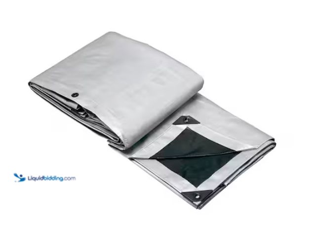 Lot 49-1567892 - Everbilt 10 ft. x 20 ft. Silver Heavy Duty Canopy Tarp, Model # 1020CA, Slightly used.   Ref#SBS0114