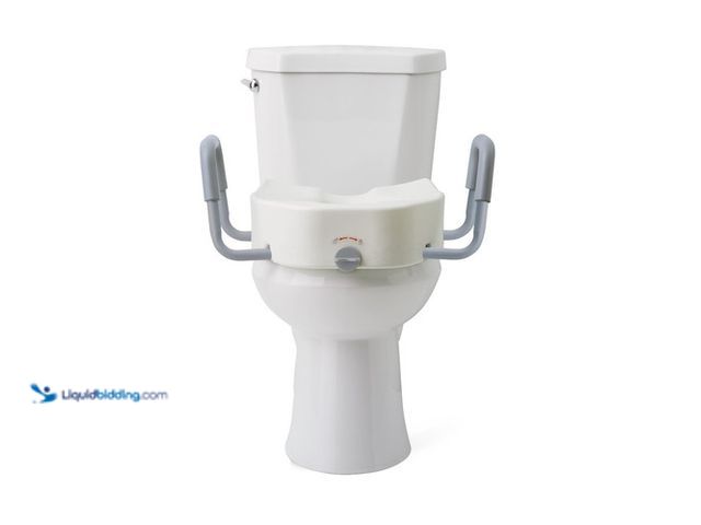 Lot 49-5452186 - Medline Guardian 5" Raised Locking Toilet Seat, With Arms, 400 lb. Weight Capacity, Fits Most Elonga...