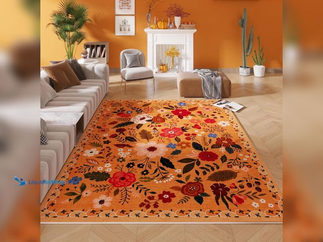 Lot 49-5448440 - Rugcomf Living Room Rug 6x9 Rug Machine Washable Boho Area Rug Non Slip Floral Vintage Low Pile Larg...