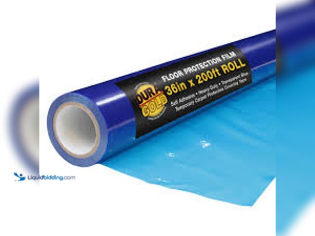 Lot 49-5476414 - Floor Protection Film, 36" x 200' Roll - Self Adhesive Cover, Paint Spills, Dust. Item is Unused