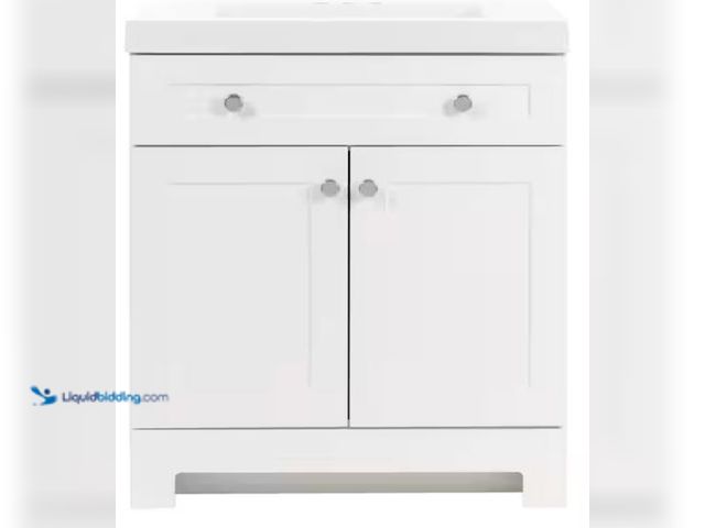 Lot 49-2026128 - Glacier Bay Everdean 30 in. Single Sink White Freestanding Bath Vanity with White Cultured Marble To...
