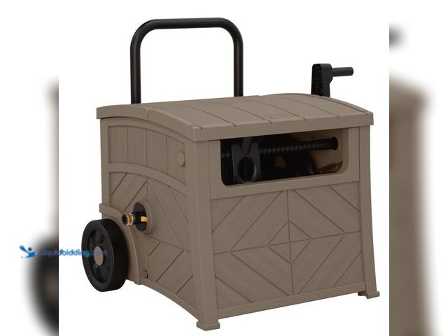 Lot 49-1515695 - Suncast WST150 Free Standing Hideaway Hose Reel, Taupe, Hose 150', Model# 419744680, Unused, Scuffs/...