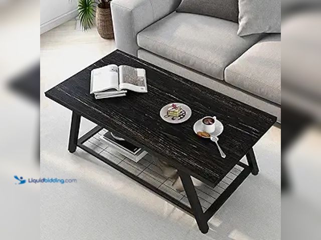 Lot 49-5407823 - Tohomeor 2-Tier Industrial Coffee Table Mnimalist Vintage Farmhouse Wooden and Metal Living Room Cof...