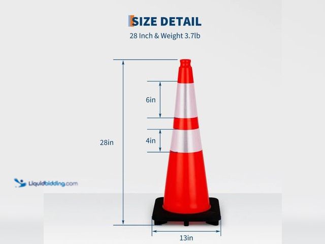 Lot 49-3565418 - QTY 2 - Garvee Traffic Cones 28" PVC Orange Safety Road Parking Cones with 2 Reflective Collars for ...