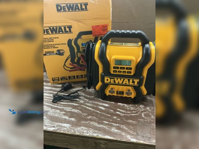 Lot 49-5554198 - DEWALT 2000-Peak Amp Portable Jump Starter with Digital Compressor, USB and AC Power Bank Model # DX...