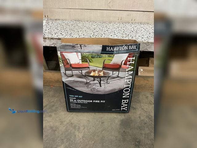 Lot 49-5447823 - PARTS AND REPAIR. Hampton Bay Sadler 29.33 in.W Rubbed Bronze Steel Wood Outdoor Fire Pit with Cover...