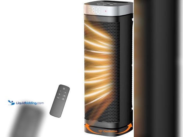 Lot 49-3482743 - Space Heater, WINHL 17 Inches Electric Heaters for Indoor Use with Thermostat and Remote, 70°Oscilla...