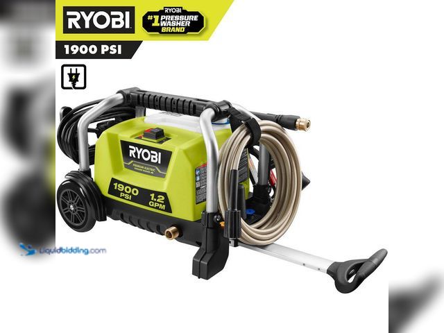 Lot 49-5472279 - RYOBI
1900 PSI 1.2 GPM Cold Water Wheeled Corded Electric Pressure Washer (tested works) (unable to...