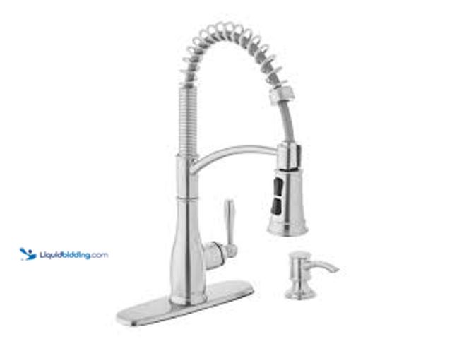 Lot 49-5448936 - Glacier Bay Mandouri Single Handle Spring Neck Pull Down Sprayer Kitchen Faucet with Soap Dispenser ...