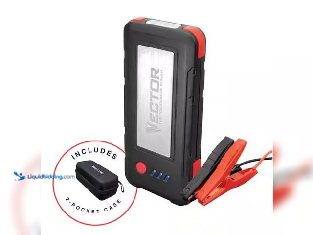 Lot 49-3433376 - VECTOR 1600 Peak Amp Automotive Lithium Jump Starter, Portable Power-USB-A(15W), USB-C(30W), Power I...