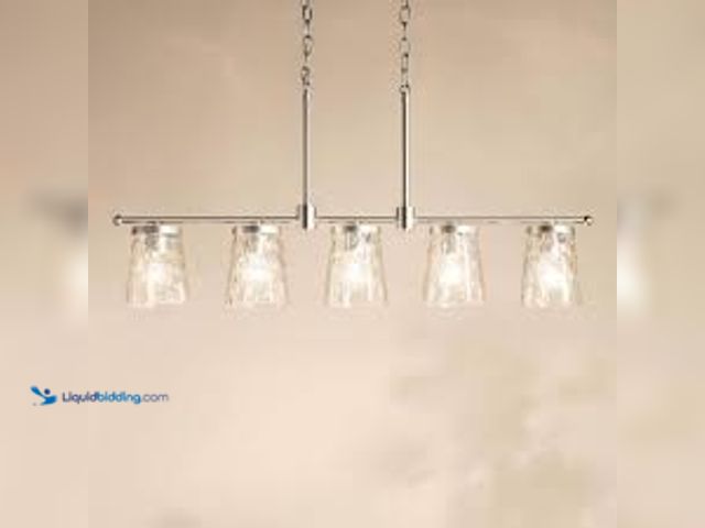 Lot 49-5544417 - KICHLER Coralise 5-Light Linear Chandelier with Clear Water Glass in Brushed Nickel. Model # 82426. ...