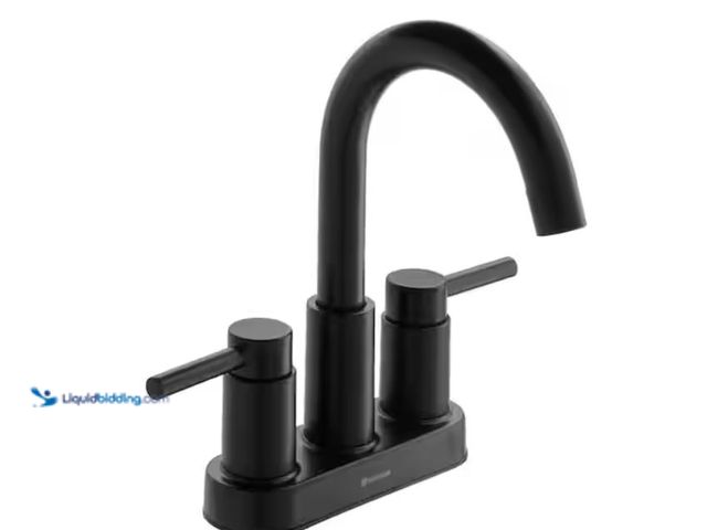 Lot 49-3614831 - Glacier Bay Dorind 4 in. Centerset 2-Handle High-Arc Bathroom Faucet in Matte Black, Model # HD67110...