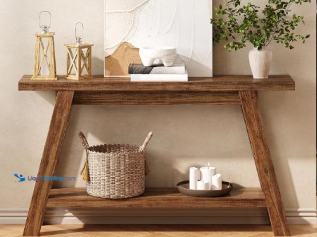 Lot 49-3631385 - 55-Inch Entryway Table with Storage, 2-Tier Narrow Wood Console Table (Light Brown), May have scuffs...