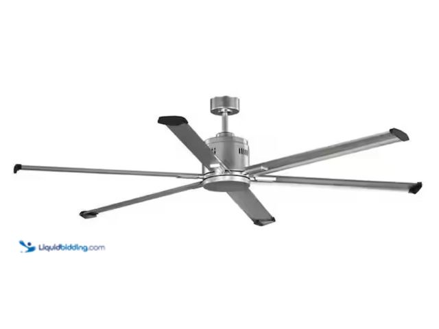 Lot 49-2005463 - Progress Lighting Industrial 72 in. Indoor/Outdoor Nickel Industrial Ceiling Fan with Remote Include...