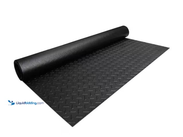 Lot 49-1578248 - HUSKY Garage Flooring Roll Black with Diamond Plate Texture, PVC, 36 in. x 64 in. x 0.11 in. 1-PK (1...