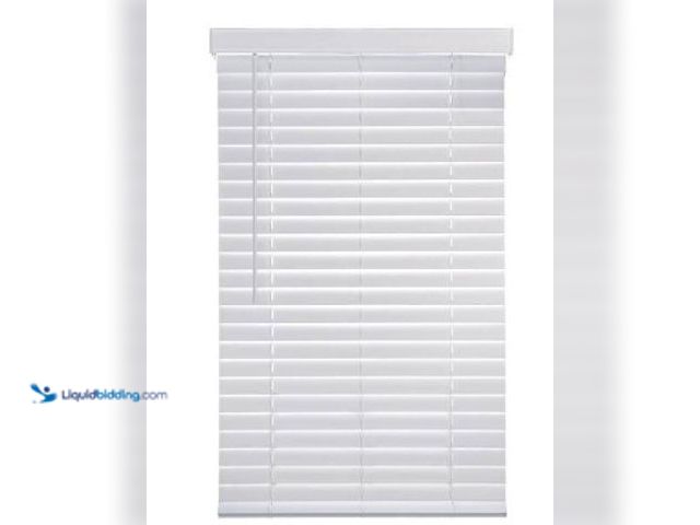 Lot 49-1625889 - Home Decorators Collection White Cordless Faux Wood Blinds for Windows w/ 2 in. Slats-35.375 in. W x...