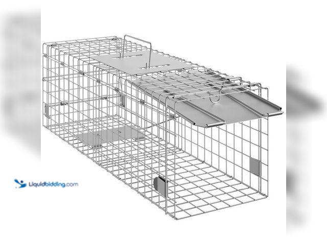 Lot 49-5454201 - Live Animal Cage Trap, 24 in. x 8 in. x 8 in., Humane Trap, Galvanized Iron, Foldable with Handle. M...