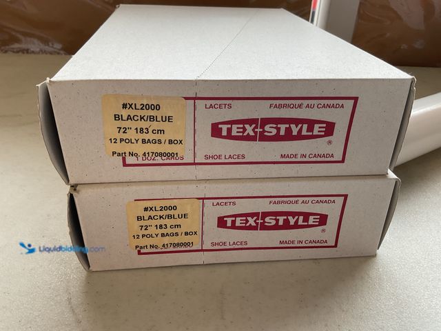 Lot 49-5341599 - LOT OF 2 TEX-STYLE #XL2000 BLACK/BLUE 72 INCH HOCKEY LACES 12 IN EACH BOX INDIVIDUALLY PACKAGED NEW ...
