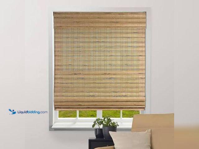 Lot 49-3564633 - Sheer Bamboo Roman Shades with Valance - Tuscan, 22" W x 60" H - Light Filtering Cordless Blinds for...