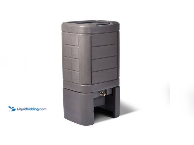 Lot 49-5541993 - Step2 60 Gal. Lakewood Rain Barrel Flat Back Decorative Rotomolded Rainwater System with Stand and D...