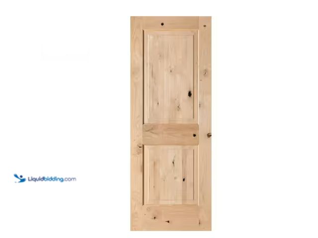 Lot 49-2025246 - Krosswood Doors 30 in. x 80 in. Rustic Knotty Alder 2-Panel Square Top Solid Wood Stainable Interior...