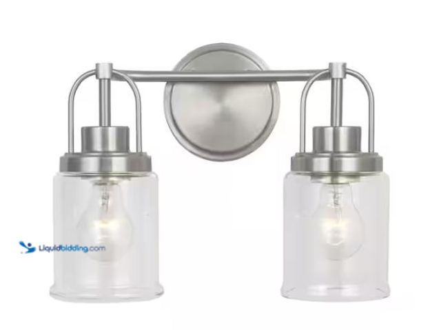Lot 49-1627514 - Generation Lighting Studio Anders Medium 14 in. 2-Light Brushed Nickel Bathroom Bedroom Wall Vanity ...