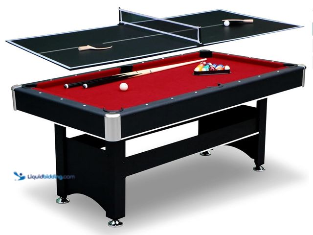 Lot 49-1538495 - Hathaway Spartan 6' Pool Table, 72" L x 38" W x 31" H, Black, Model #  B07HRD47VX, New, Factory band...