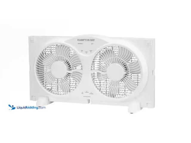 Lot 49-1631913 - Hampton Bay 9 in. 3-Speed Digital Window Fan in White, Model # BFC-9BR, Slightly suede, No attachmen...