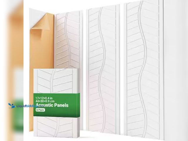 Lot 49-5436790 - KIWDZFU 6-Pack Self-Adhesive Soundproof Wall Panels, 0.4"x12"x17" High Density Acoustic Panels for S...