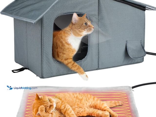 Lot 49-5482063 - Weatherproof Heated Cat Houses for Outdoor Cats - Insulated Cat Shelter for Winter with Thermostatic...